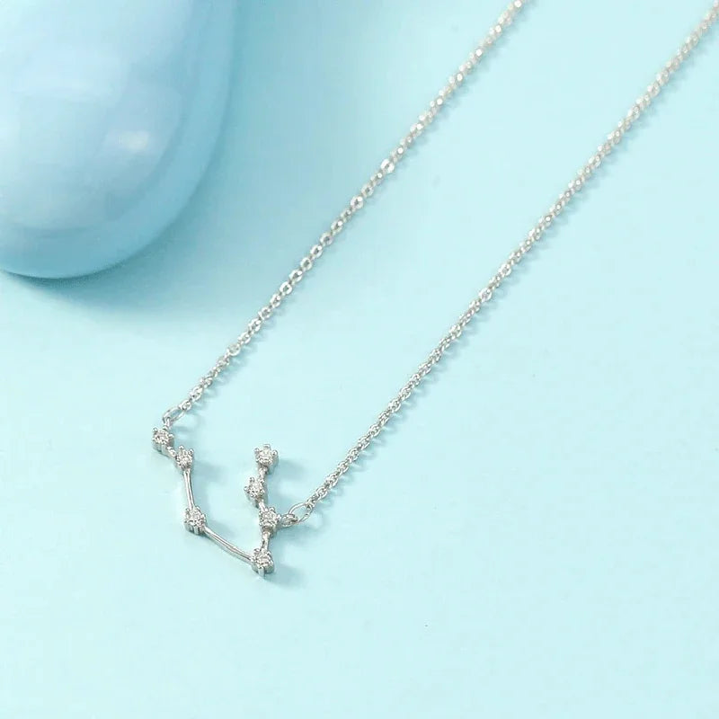 Zodiac Symbol Pendant Necklace – Minimalist Silver Collarbone