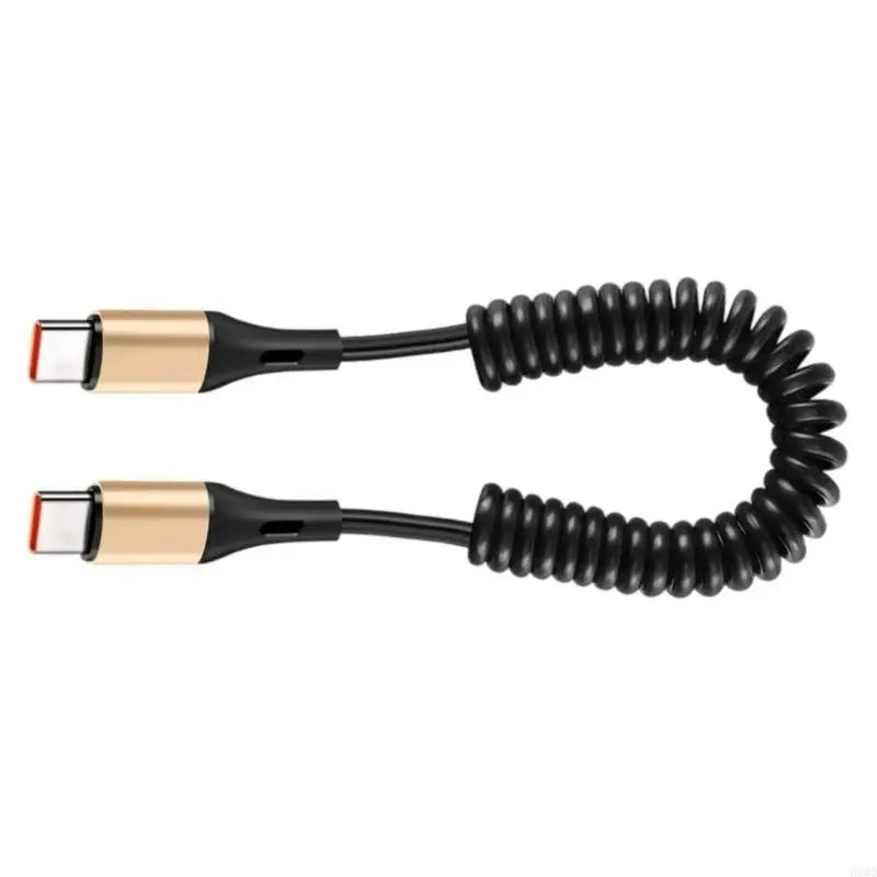 240W USB-C Coiled Spring Cable – Fast Charging Compact Head