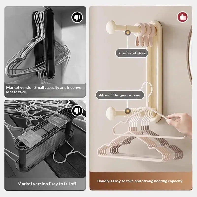 Wall Mounted Hanger Rack – No-Drill Double Layer Organizer