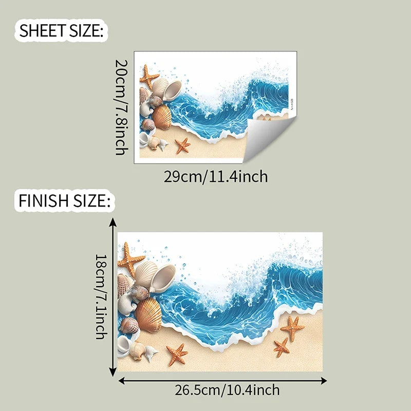 Ocean Shell Toilet Seat Waterproof Sticker – Coastal Décor