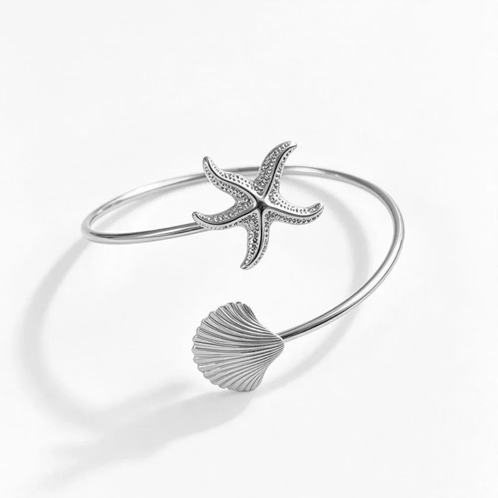 Vintage Ocean Starfish Upper Arm Cuff Bracelet | Gold Spiral