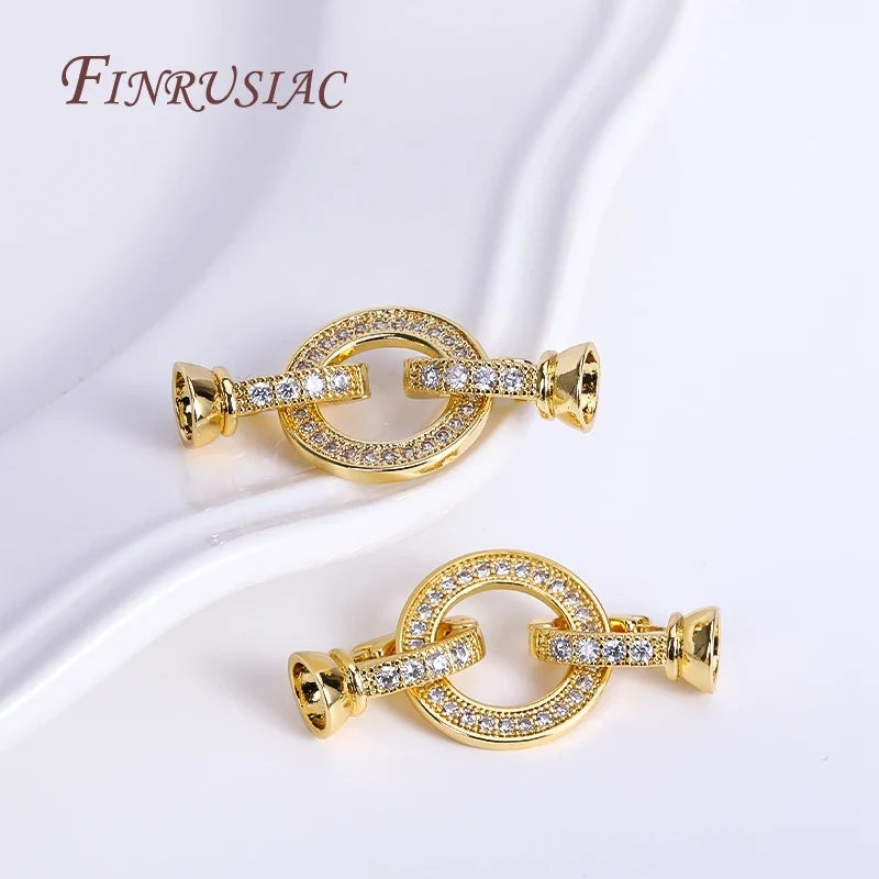 18K Gold Plated Zircon Lock Clasp for DIY Necklace Jewelry