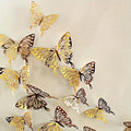 12Pcs 3D Hollow Butterfly Wall Stickers Gold Silver Decals