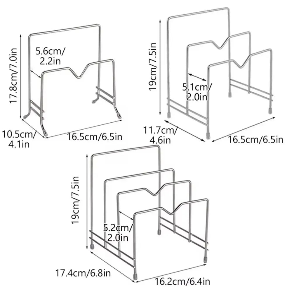 Stainless Steel Cutting Board & Pot Lid Holder Organizer