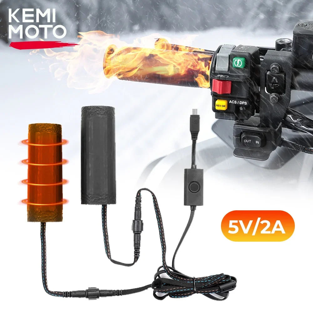 KEMITOUR Heated Motorcycle Grips USB Type-C 22mm Handlebars