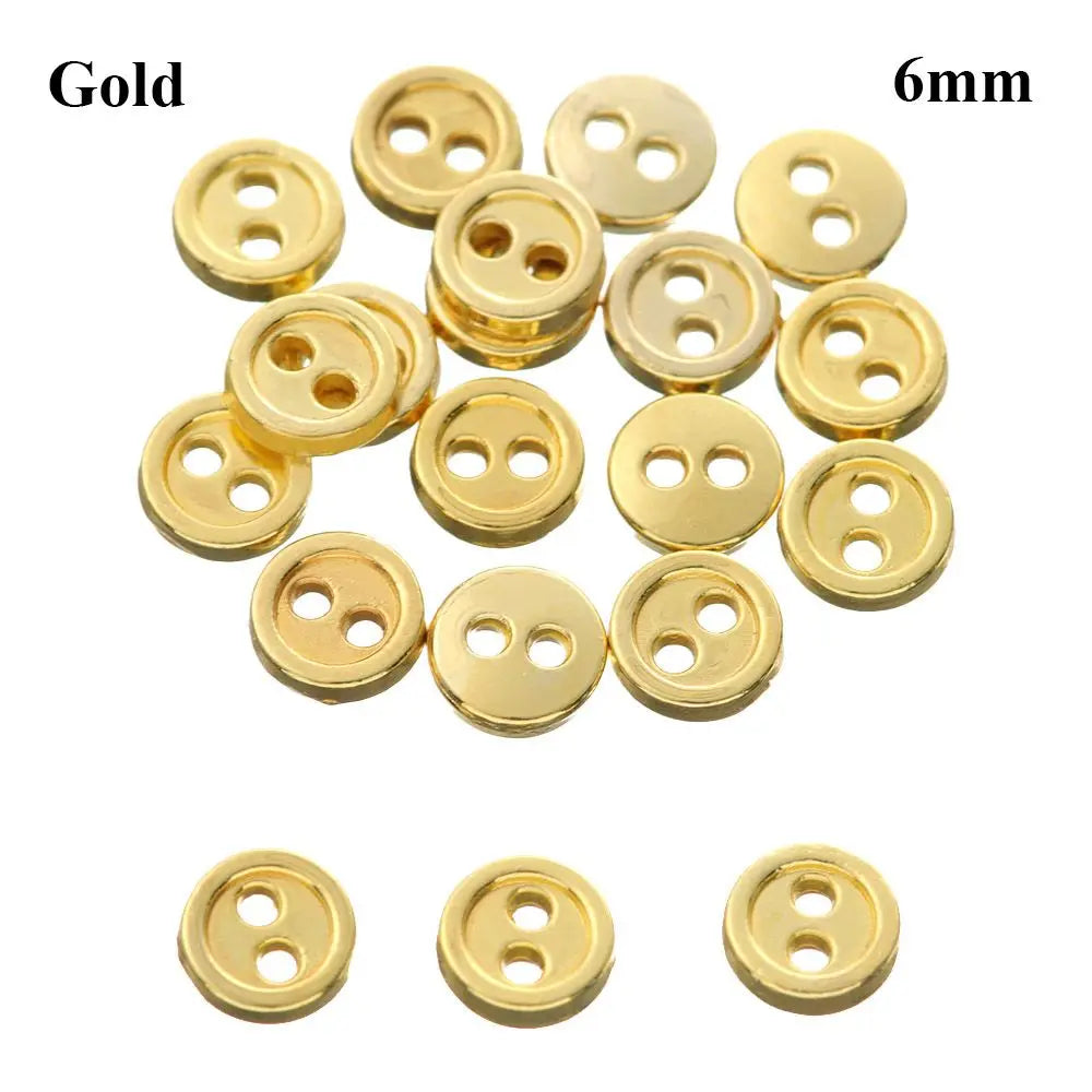 Mini Metal Buttons 20pcs – Two-Hole Doll Clothes Buckles 5–6mm