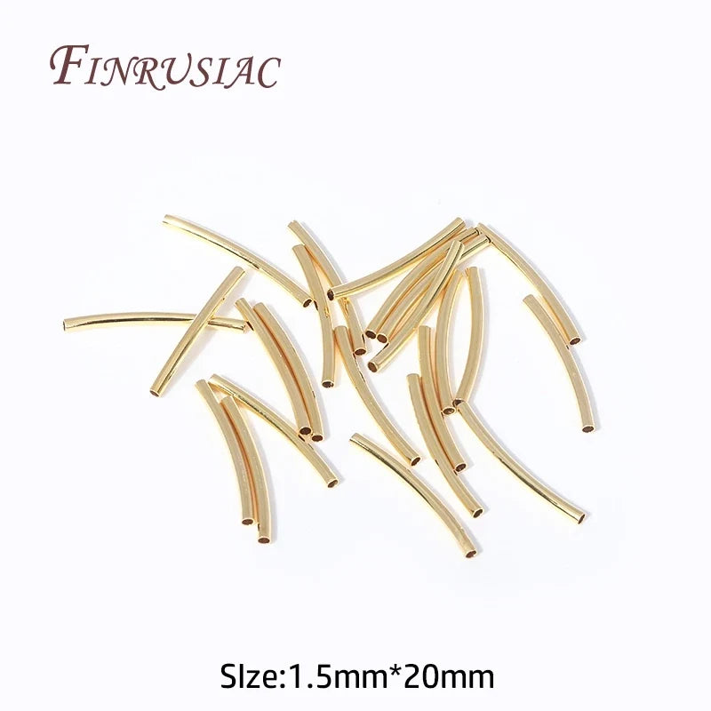 50 Pcs 18K Gold Plated Curved Tube Beads – DIY Jewelry Making