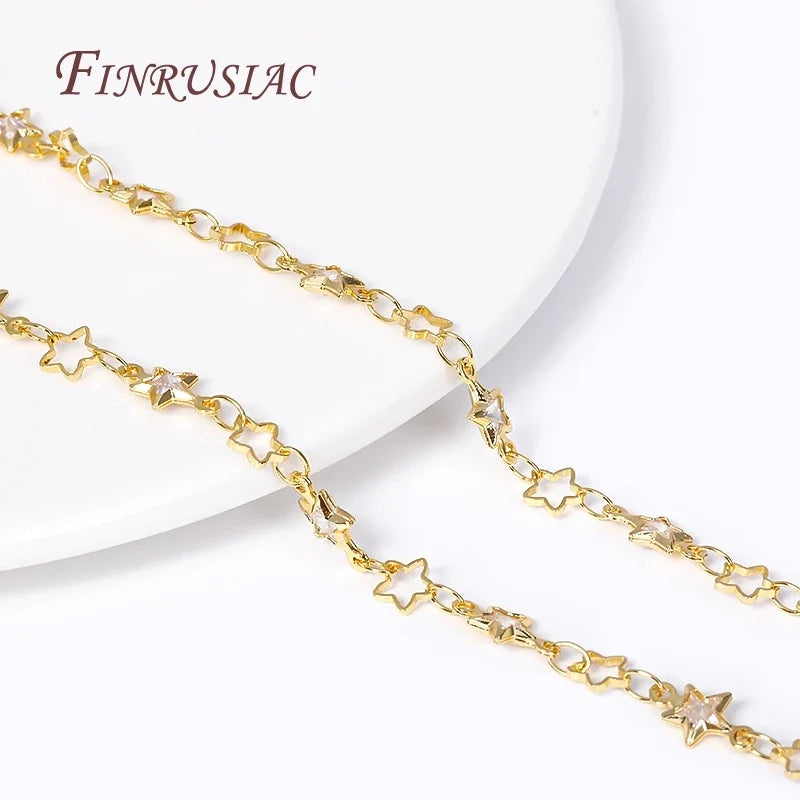 18K Gold Plated Star Zircon Link Chain | DIY Jewelry Making