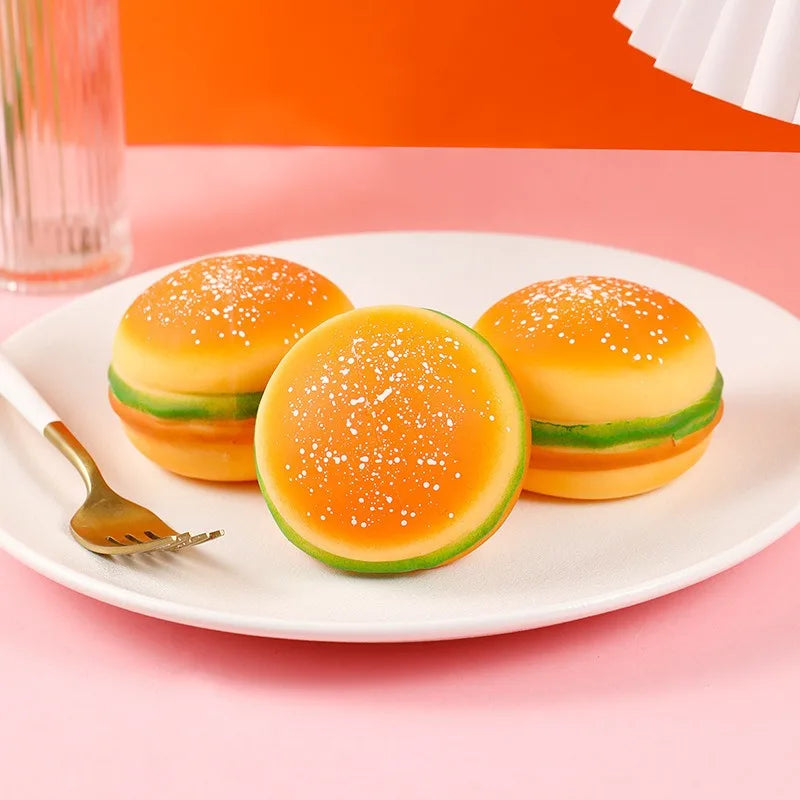 Burger Squishy Slow Rebound Fidget Squeeze Toy – Soft PU Foam
