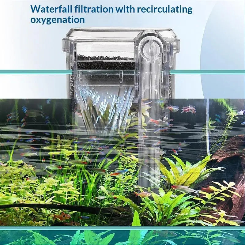 Silent Hang-On-Back Aquarium Filter | Transparent Fish Tank