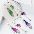 3 Pairs Fairy Butterfly Gradient Asymmetric Drop Earrings Set