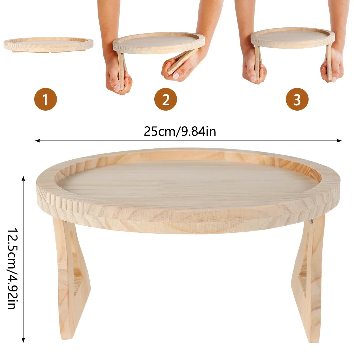 Wood & Bamboo Sofa Arm Tray – Folding Couch Cup Holder