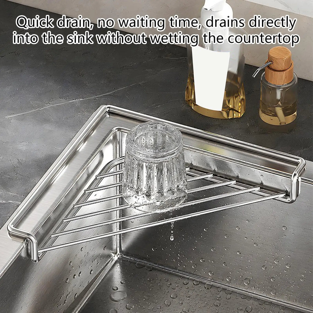 2-Pack Corner Sink Drying Rack – Stainless Steel No-Drill