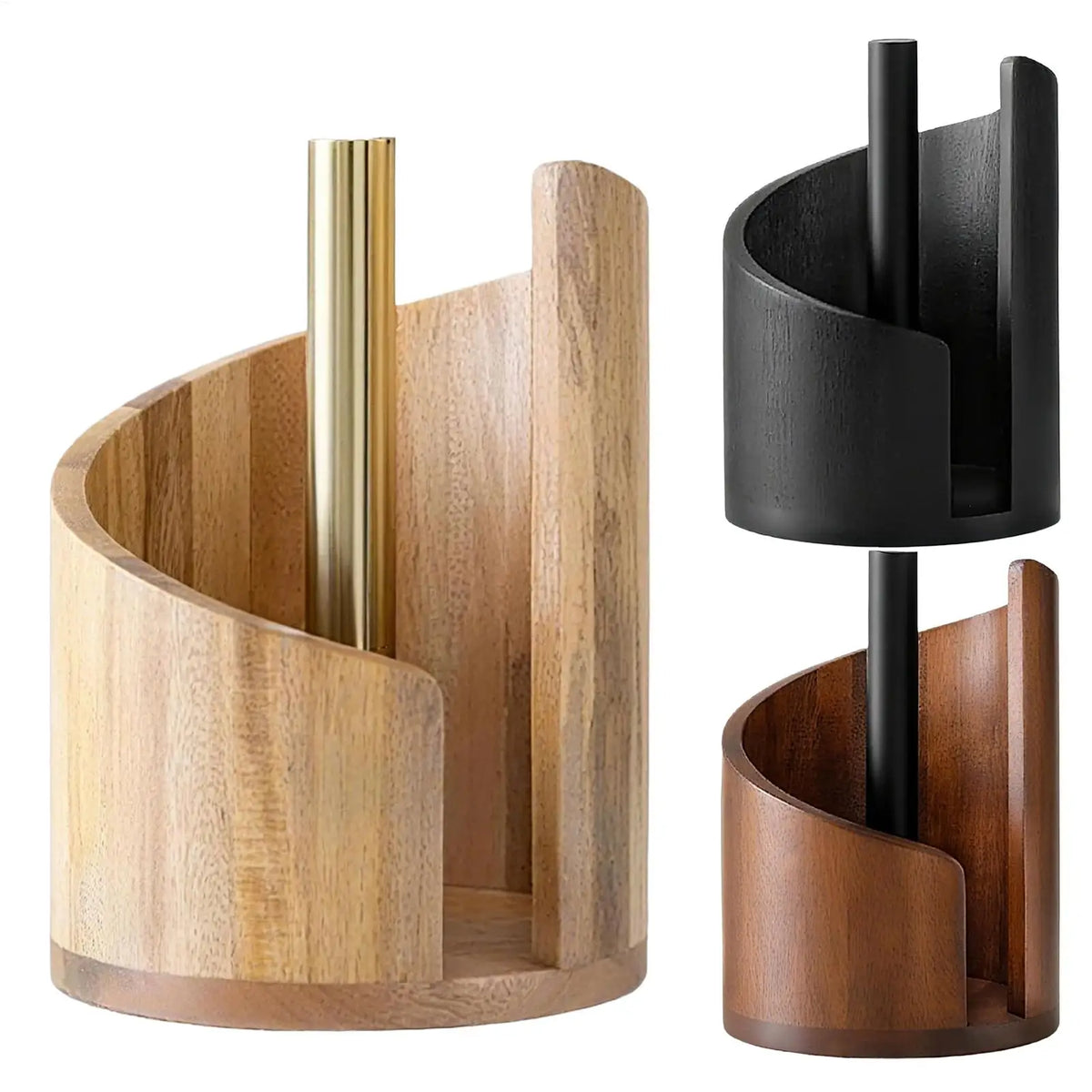 Wooden Paper Towel Holder & Napkin Dispenser Stand