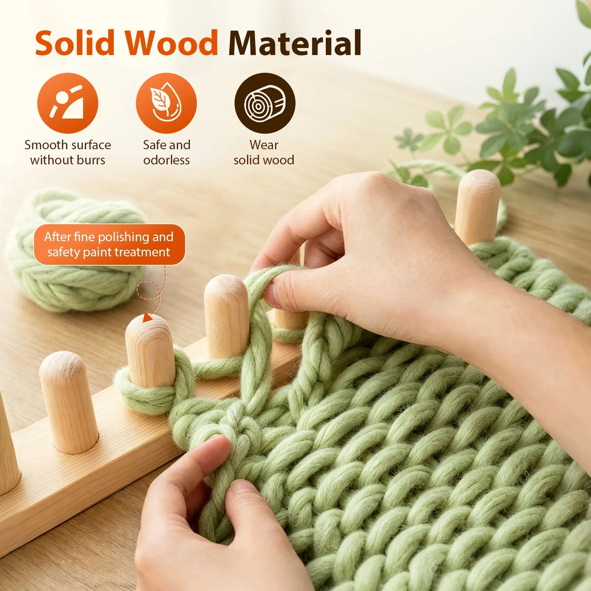 Chunky Blanket Knitting Loom – Extra Large Wood Frame DIY Kit