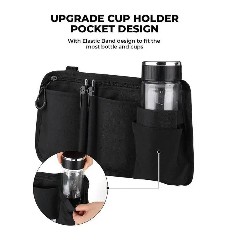 Wheelchair Side Bag with Cup Holder – Oxford Storage Pouch