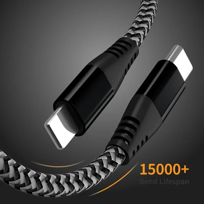 USB-C Braided Cable 1M/2M/3M – 60W PD Fast Charging & Data Sync