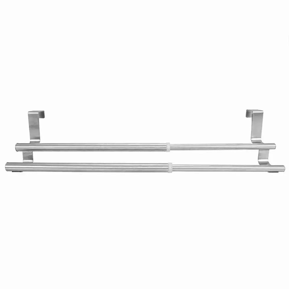 No-Drill Retractable Stainless Steel Towel Rack – Silver