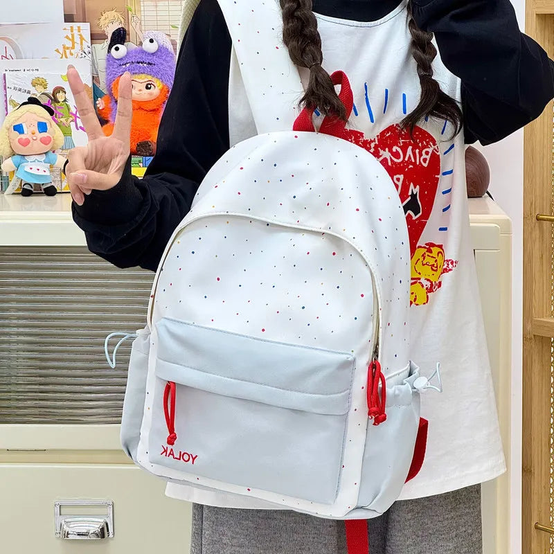 Korean Striped Polka Dot Nylon Backpack for Women | Nixie