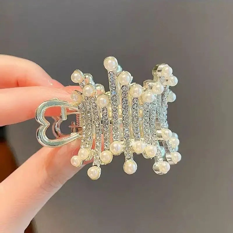 Pearl Rhinestone Hair Claw Clips – Women Thick Long Hair