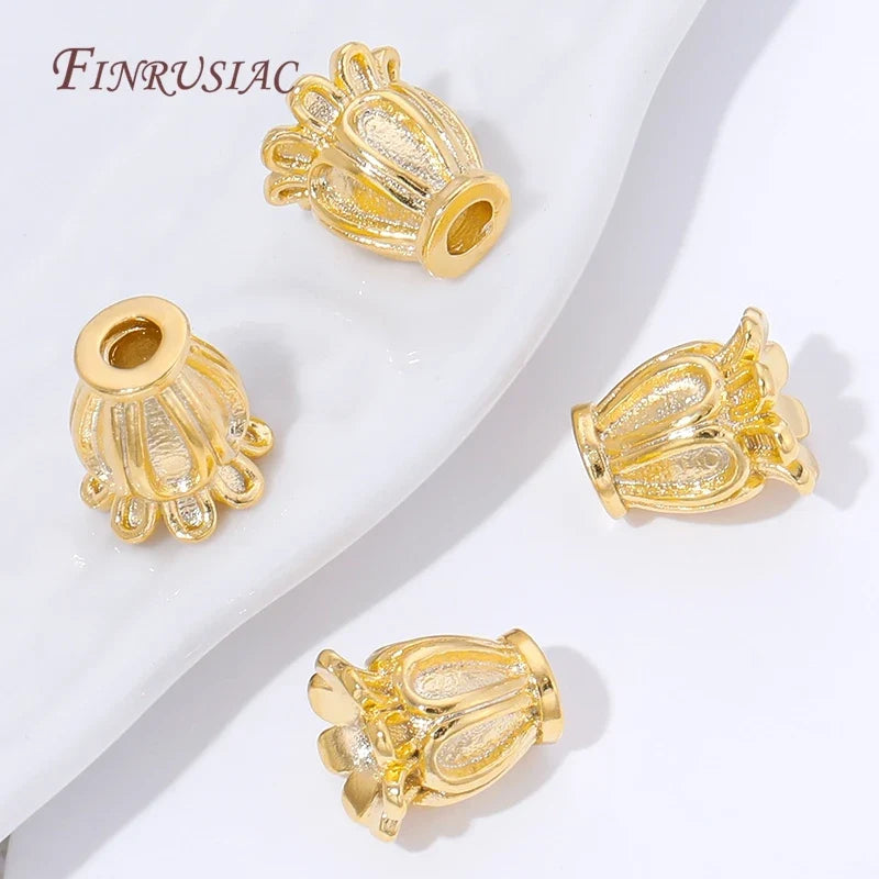 Tulip Flower Tassel End Caps – Gold Brass Bead Cap Findings