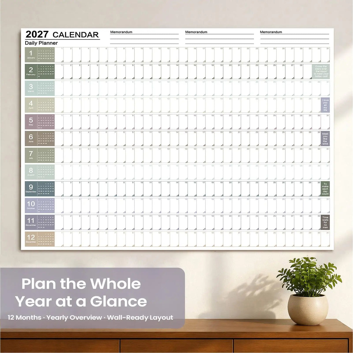 2027 Wall Calendar 12-Month Double-Sided Annual Planner