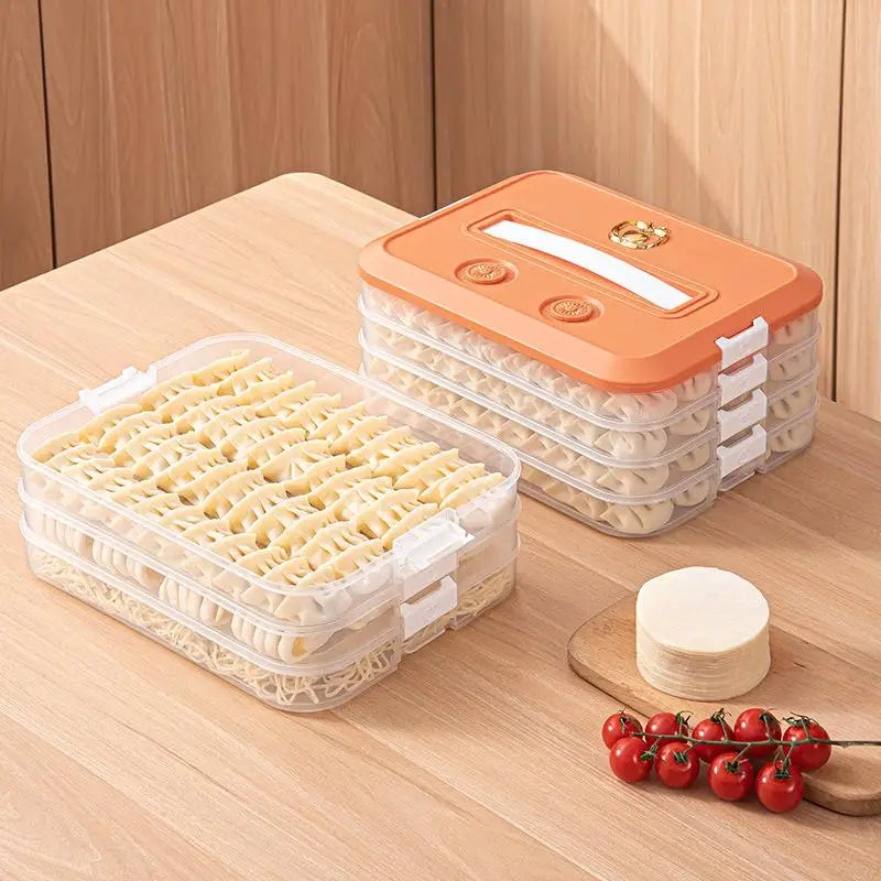 Stackable Dumpling Storage Containers with Airtight Lids 1-4 Layers