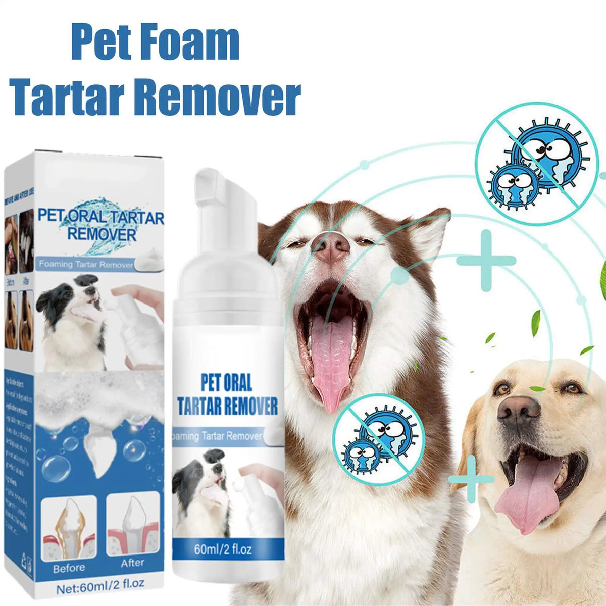 Pet Dental Foam Spray – Tartar & Bad Breath Remover for Dogs & Cats