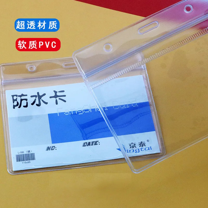 10-Pack Waterproof Clear PVC Zipper ID Badge Card Holders