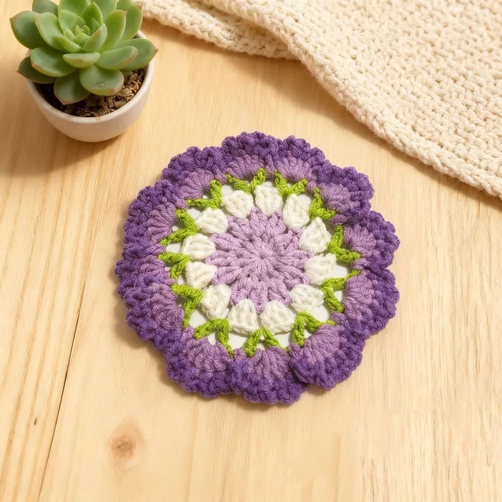 Hand-Knitted Christmas Crochet Coaster | Gingerbread Man Cup Mat