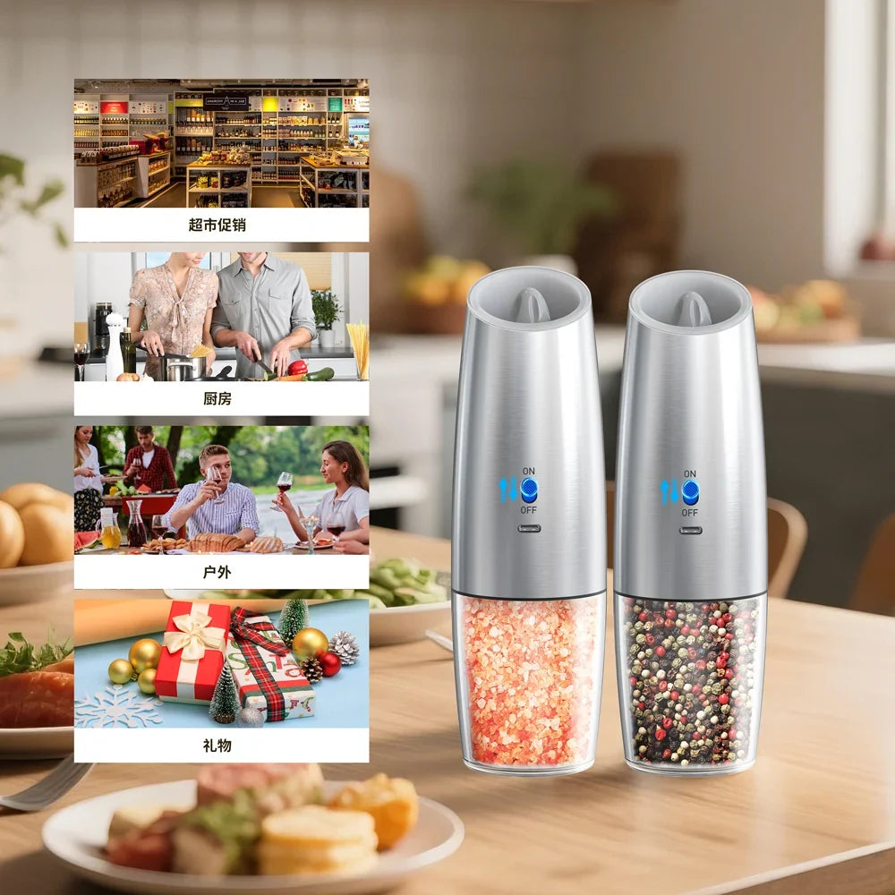 CLITON Electric Salt & Pepper Grinder – USB Rechargeable Set