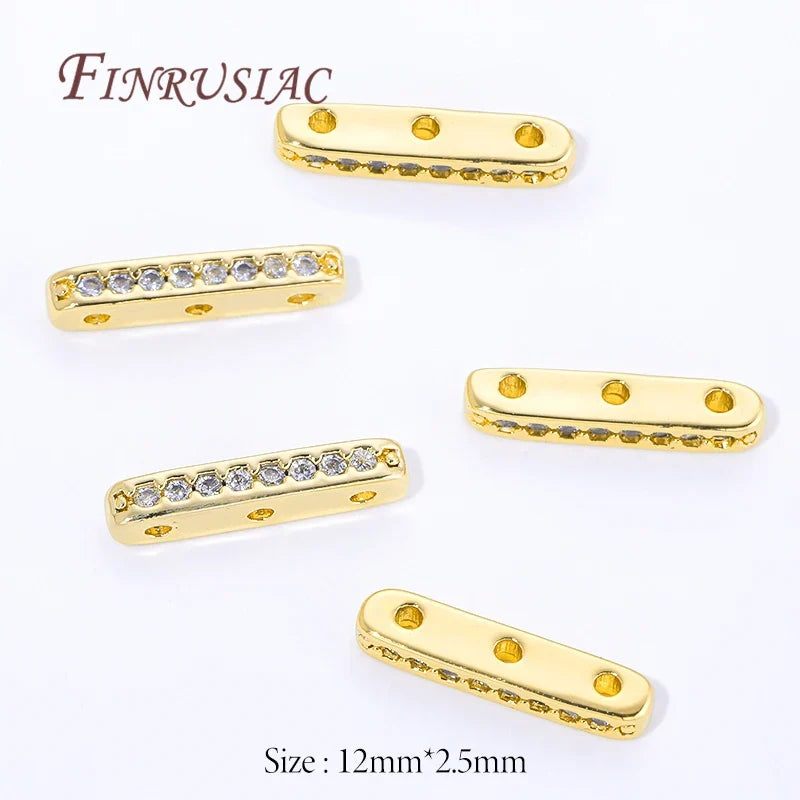 18K Gold Plated Zircon Flat Spacer Bars – DIY Jewelry Findings