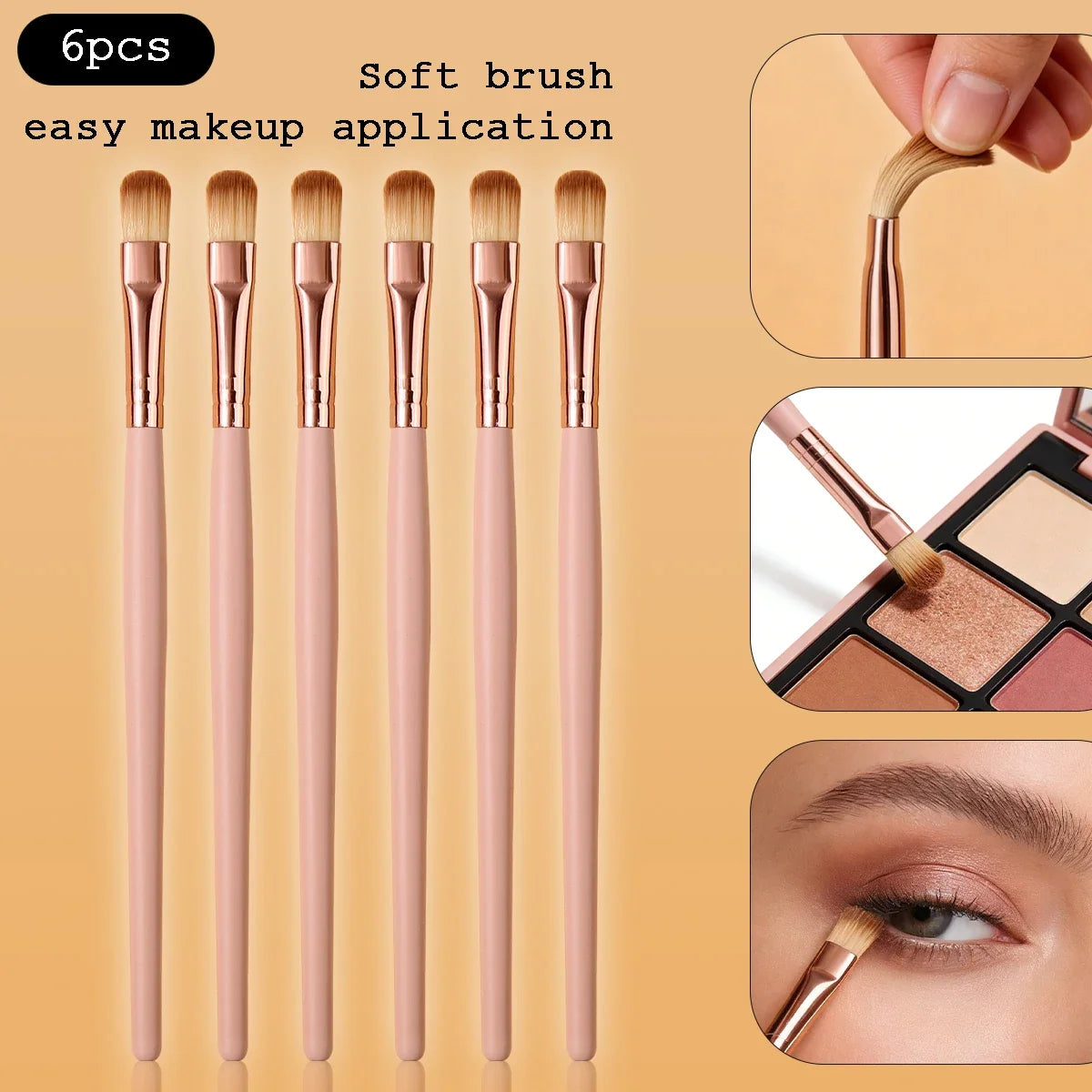 6-Piece Eye Makeup Brush Set – Eyeshadow, Smudge & Concealer