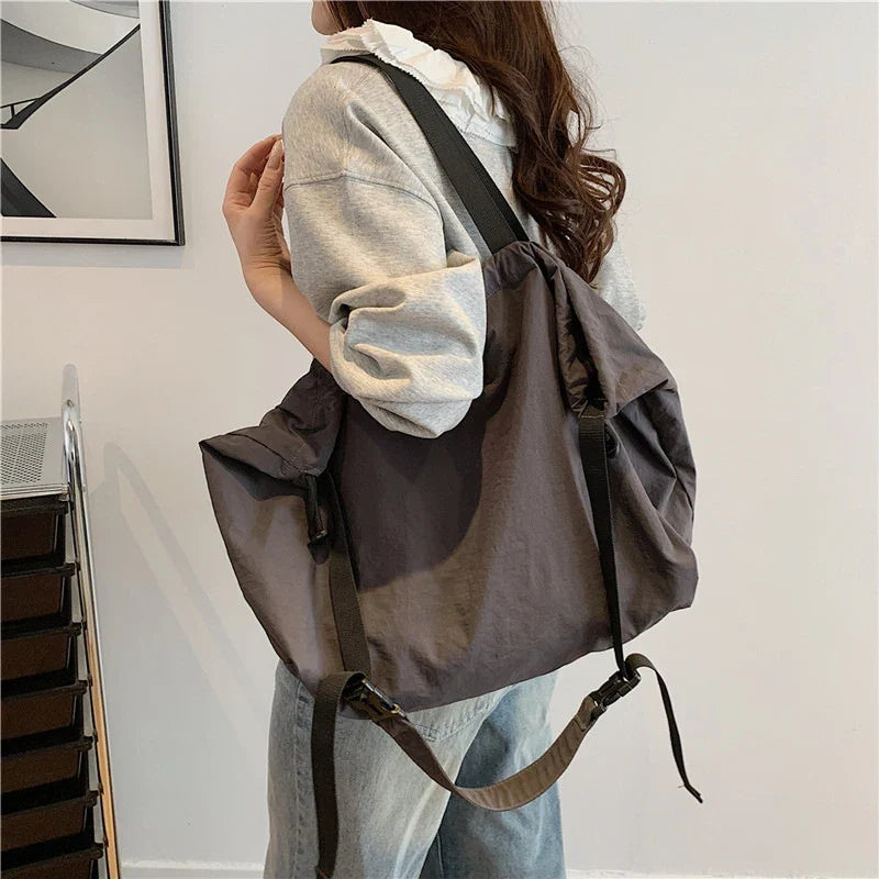 Japanese Style Oxford Tote Crossbody Shoulder Bag | Large