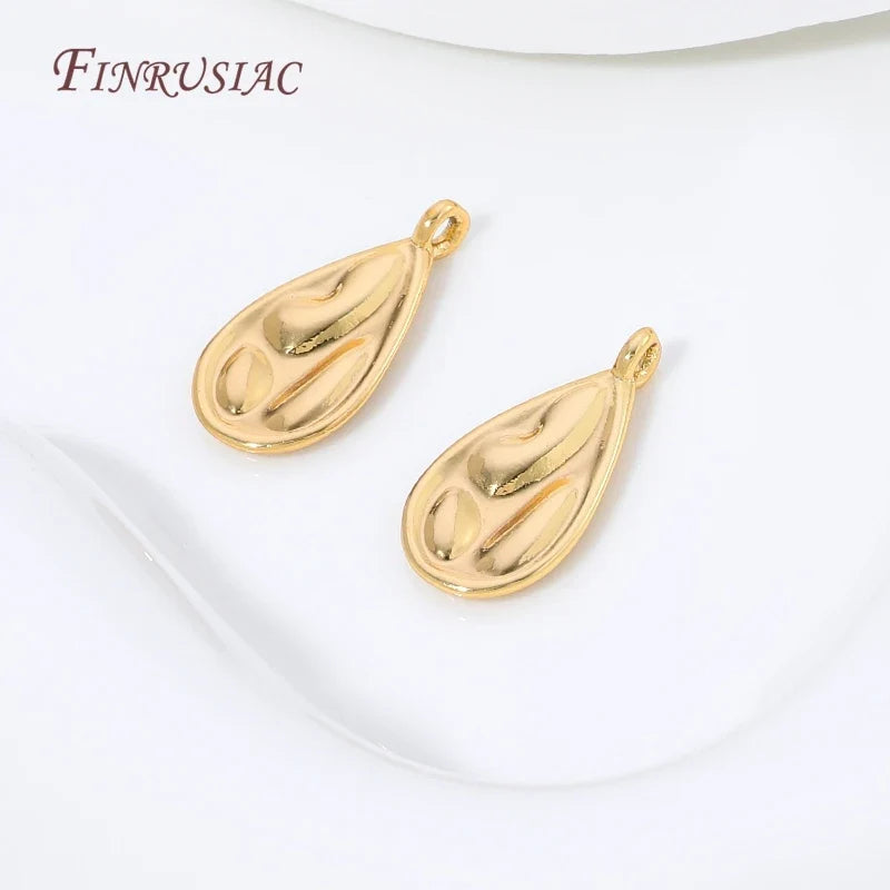 18K Gold Plated Teardrop Charms | Brass Water Drop Pendants