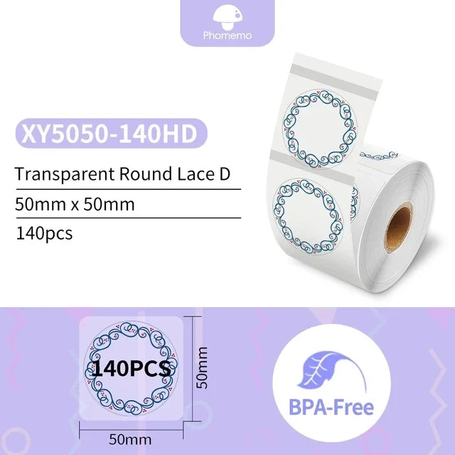 Phomemo M110 M200 M221 Clear Round Thermal Labels 1.57"