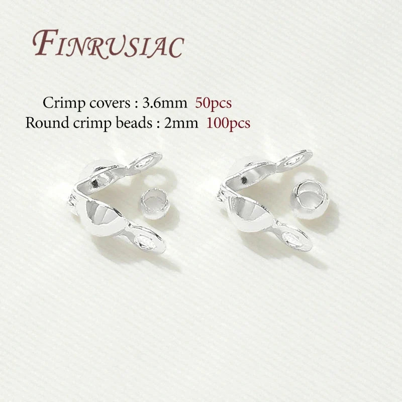 18K Gold Plated Crimp Cover Beads & Connector Clasps 100pcs