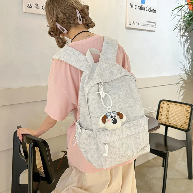 Nixie Embroidered Canvas Backpack | Korean Style, Large Capacity