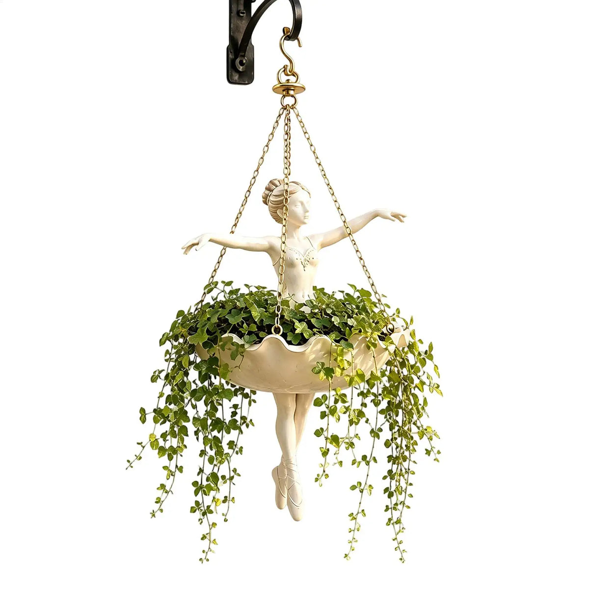 Resin Ballerina Hanging Planter | Ballet Dancer Swing Flower Pot