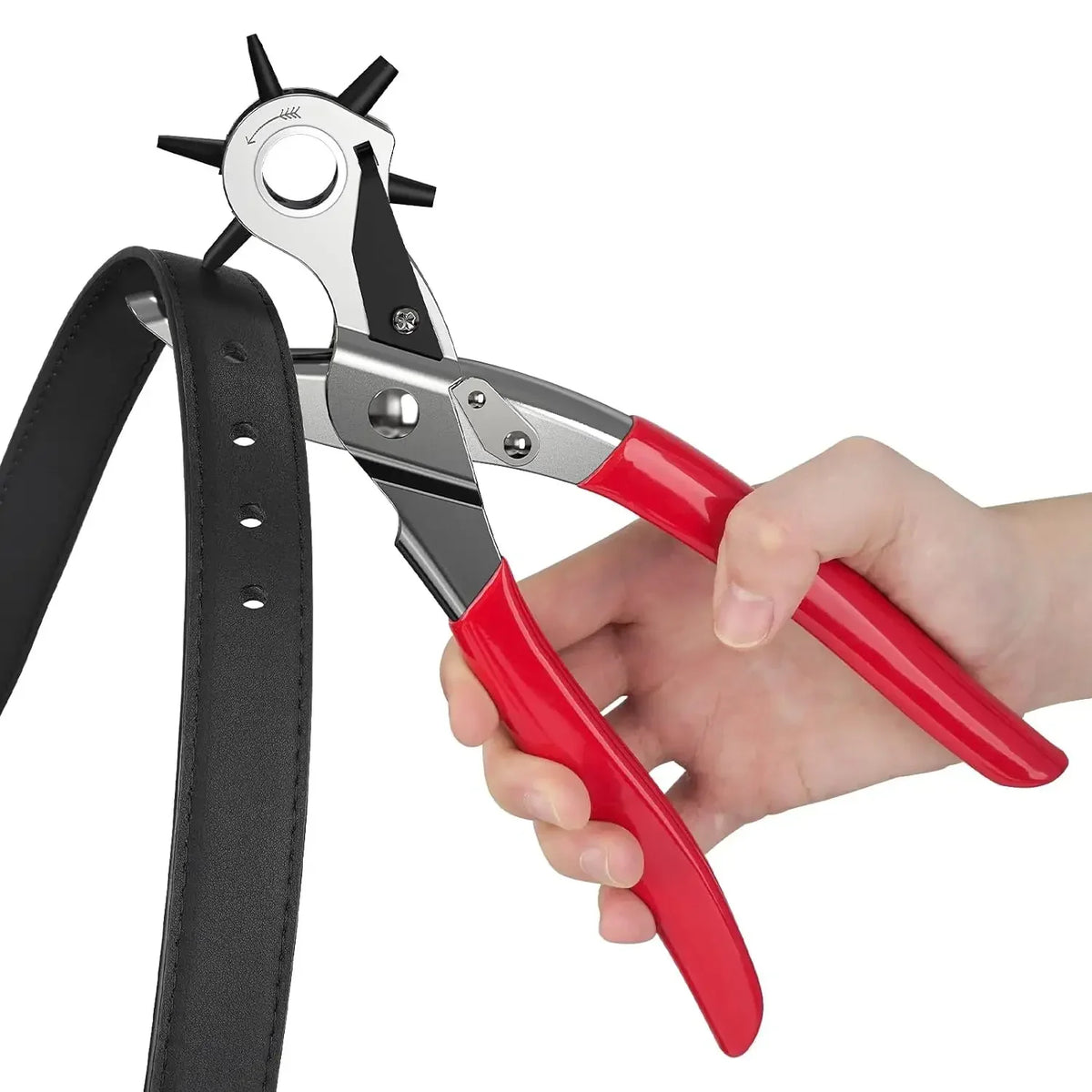 Heavy Duty Leather Hole Punch – 6-Size Revolving Belt Puncher