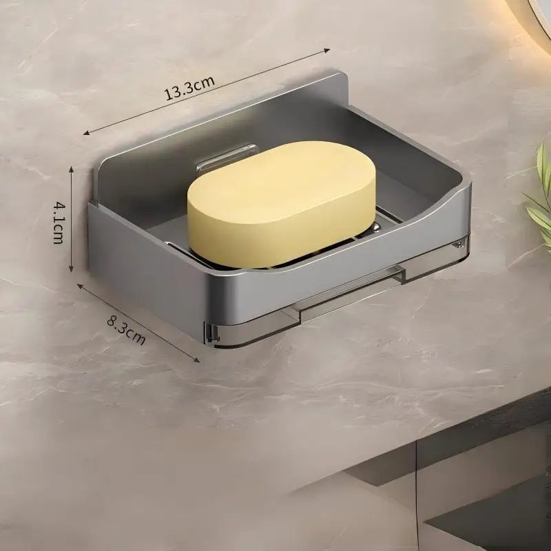 Wall-Mounted Soap Holder Box with Hook – No Drilling, ABS