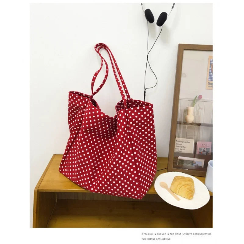 Korean Retro Polka Dot Crossbody Bag – Large Shoulder Bag