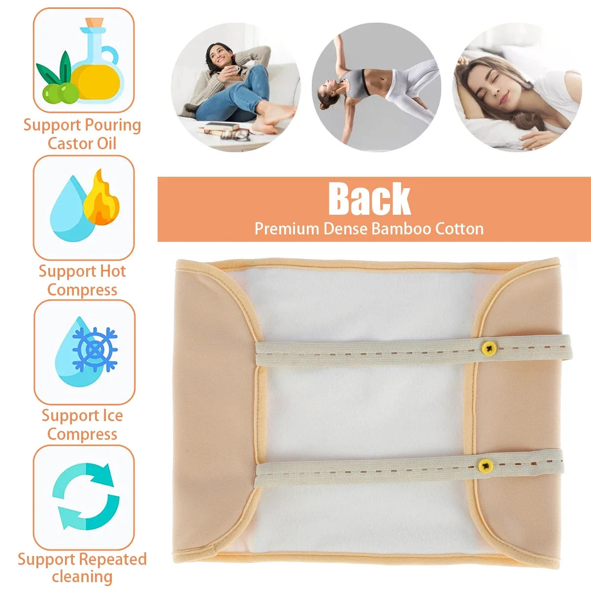 Reusable Castor Oil Pack Wrap Kit – Adjustable Waist & Neck