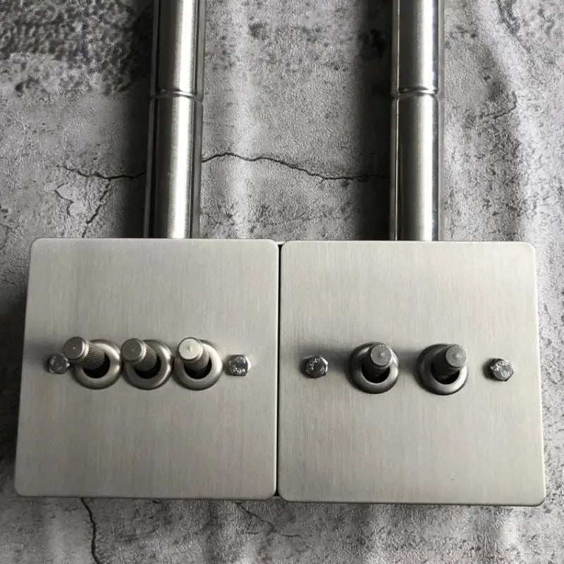 Industrial Knurled Toggle Wall Switch 1-4 Gang Stainless Steel Retro