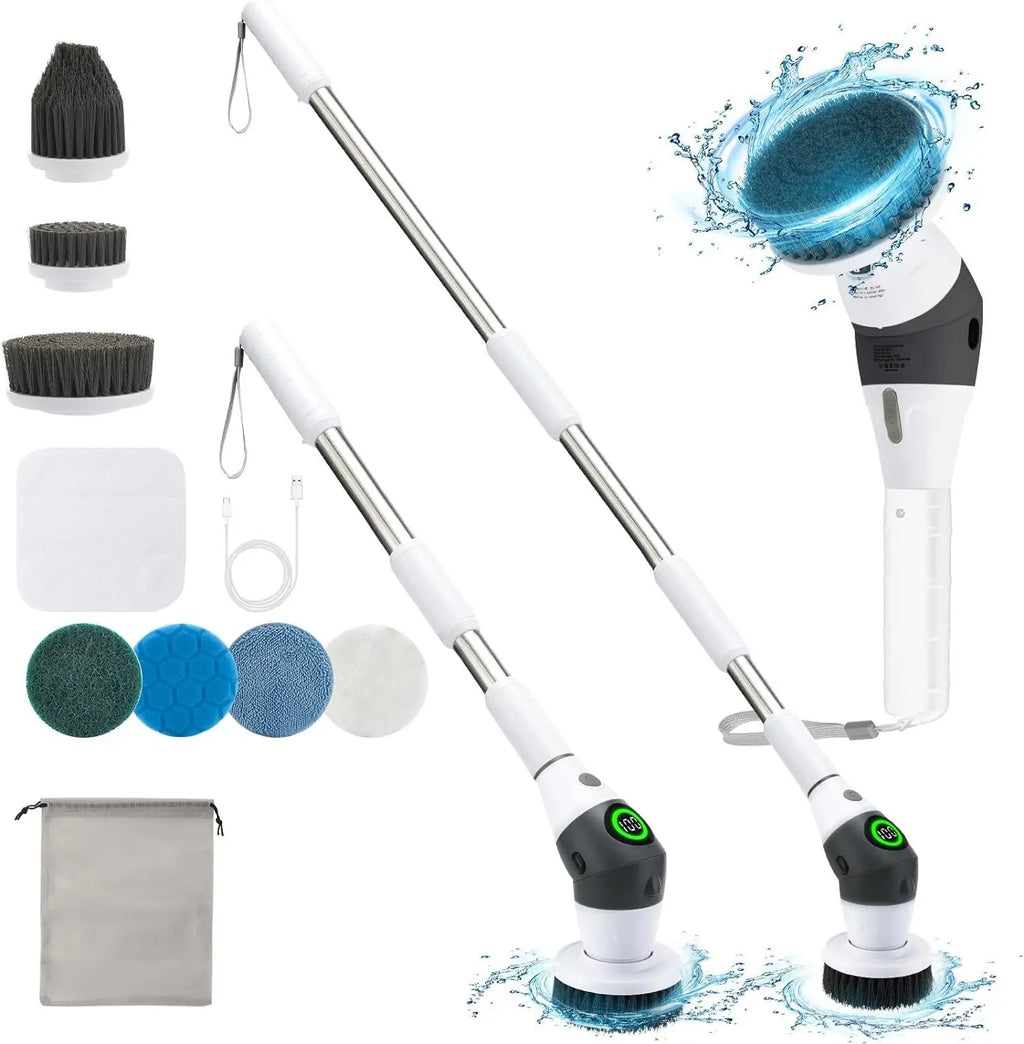 Electric Spin Scrubber – Cordless 8-in-1 Brush with LED Display