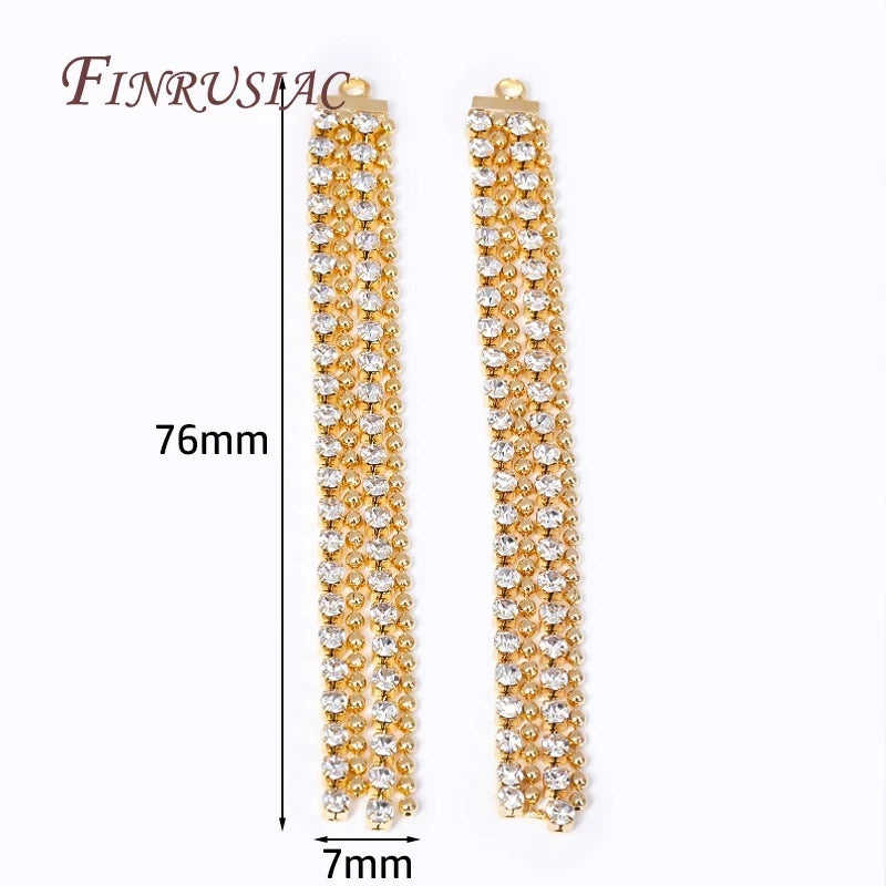 18K Gold Plated Rhinestone Tassel Pendant – DIY Earring Finding