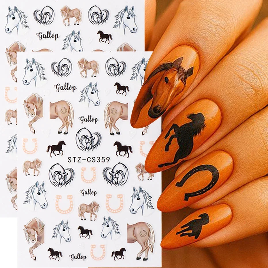 Horse Year Nail Art Stickers – Equestrian DIY Decals 2pc