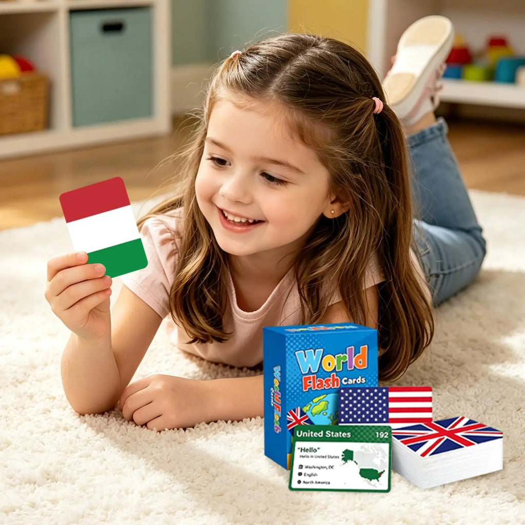 245-Piece World Flag Flash Cards | Geography Learning Game
