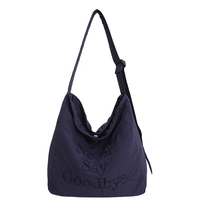 Korean Embroidered Nylon Tote Bag – Large Capacity Women's Bag
