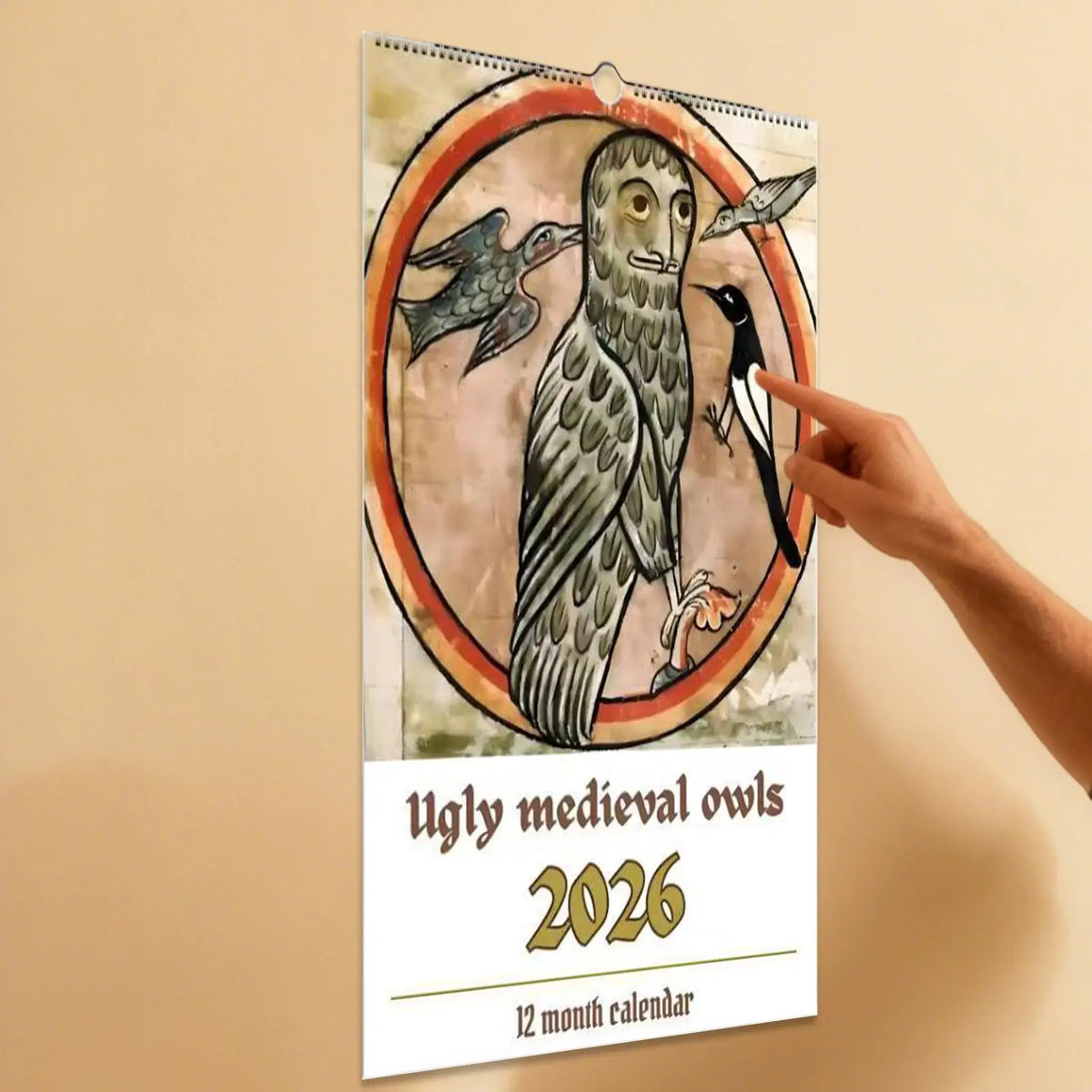2026 Medieval Owls Monthly Wall Calendar – Schedule Planner